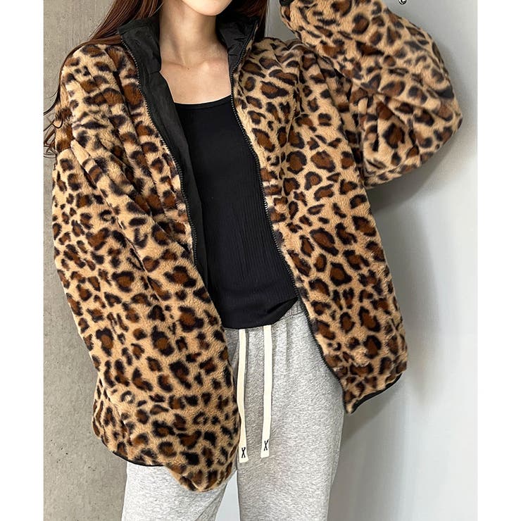 ジェーンマープル　トレンチコート　ライナー総柄　ファー　レオパード　2way 2wayフェイクファーカラーフレアコート/MAJESTIC LEGON