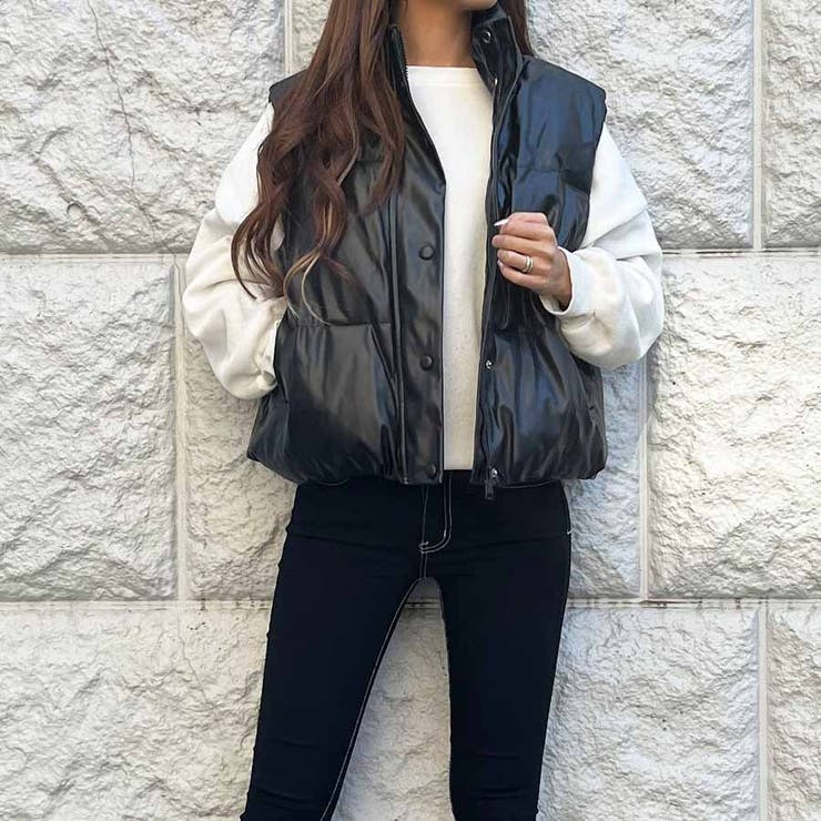 フェイクレザー中綿ダウンベスト[品番：MJNW0001724]｜me Jane（ミー