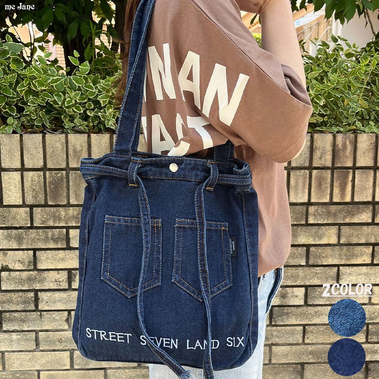 飾りリボンベルト付デニムショルダーバッグ[品番：MJNW0002775