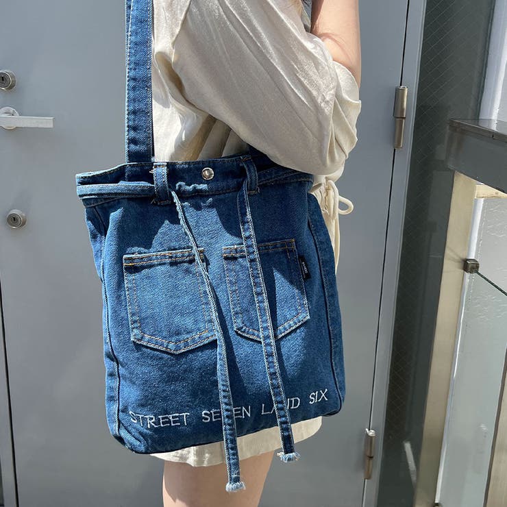 【SELF-PORTRAIT 】リボンディテール デニム ショルダーバッグ Self-Portrait リボンディテール ショルダーバッグ | ブラック