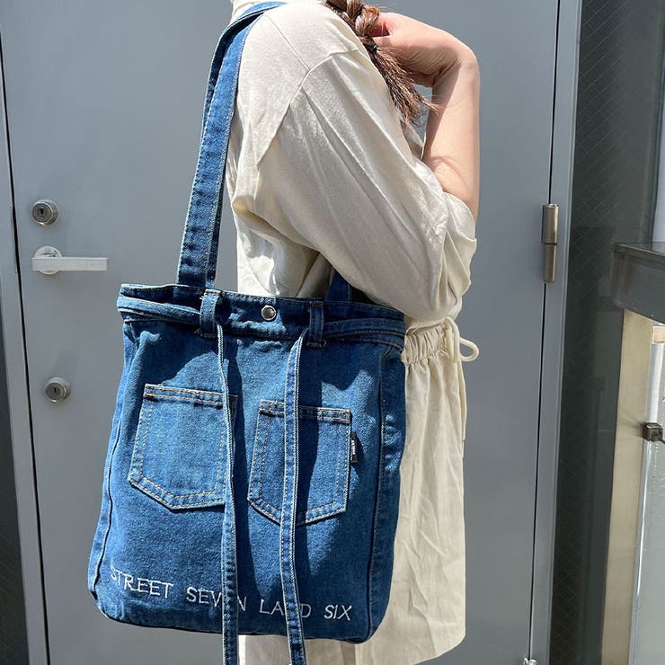 BUBBLE BLOG デニム リボン ショルダー バッグ ハンド ブルー BUBBLE BLOG デニム リボン ビッグ ショルダーバッグ トート | Uturi