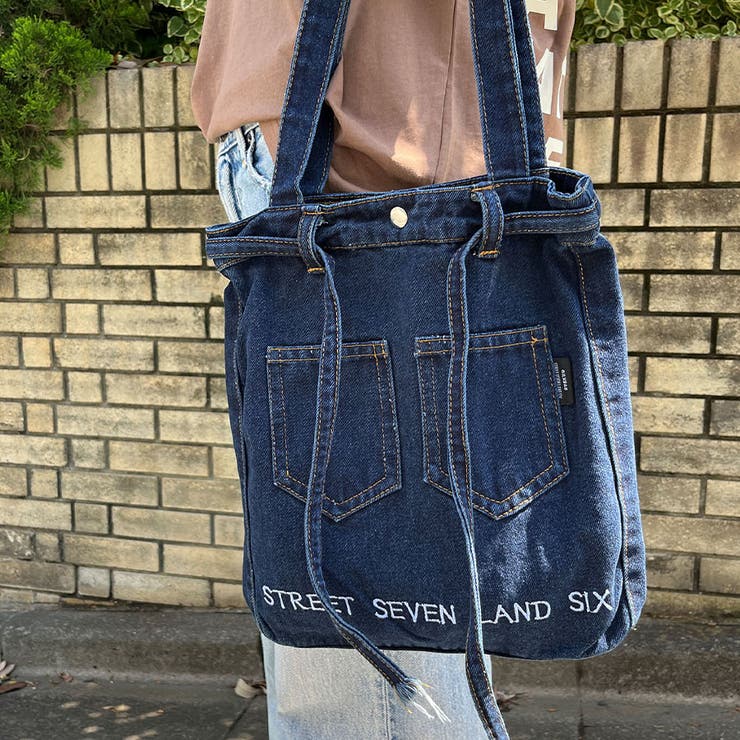 飾りリボンベルト付デニムショルダーバッグ[品番：MJNW0002775]｜me
