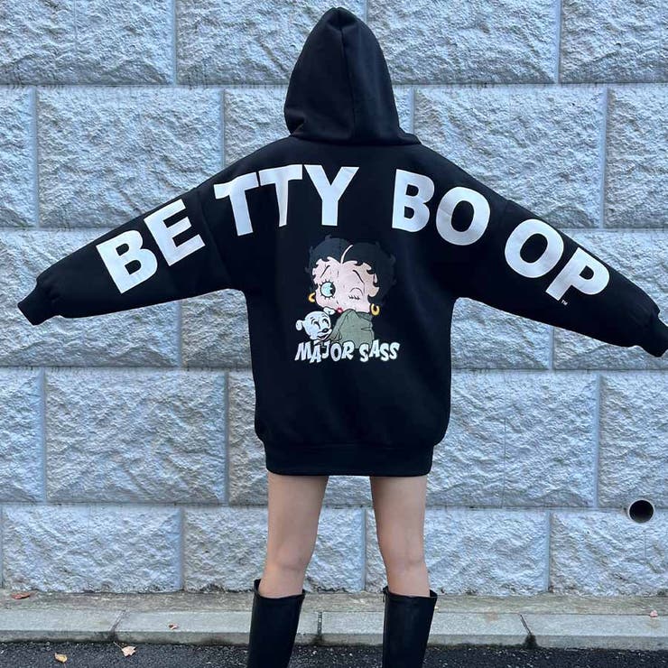 BETTYBOOPバックロゴプリント裏起毛プルパーカー[品番：MJNW0001745