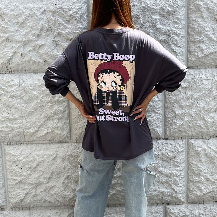 Betty Boop・バックプリント 大きいサイズ 長袖 Tシャツ ロンT