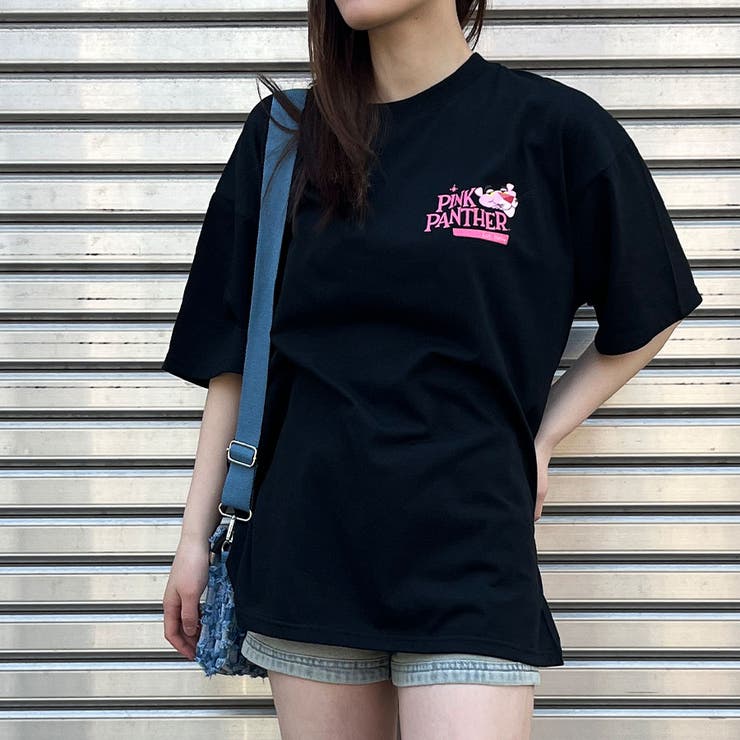 バックビックプリントピンクパンサー半袖Tシャツ 春 韓国トップス[品番