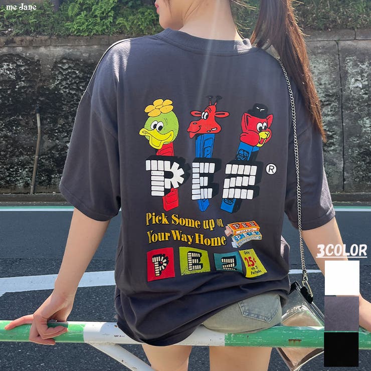 バックビックプリントPEZ半袖Tシャツ 春 韓国トップス