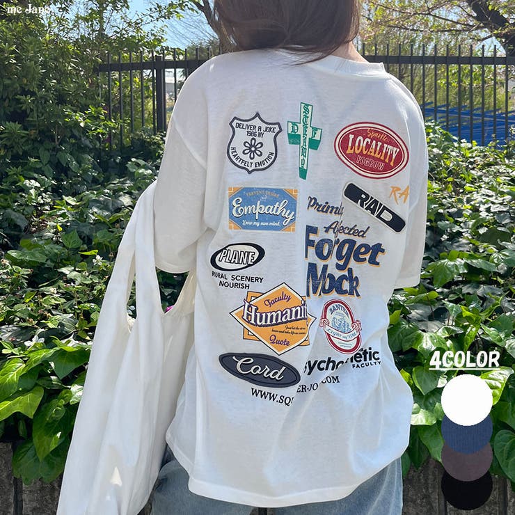 バックワッペンデザインビックTシャツ 春 韓国トップス[品番