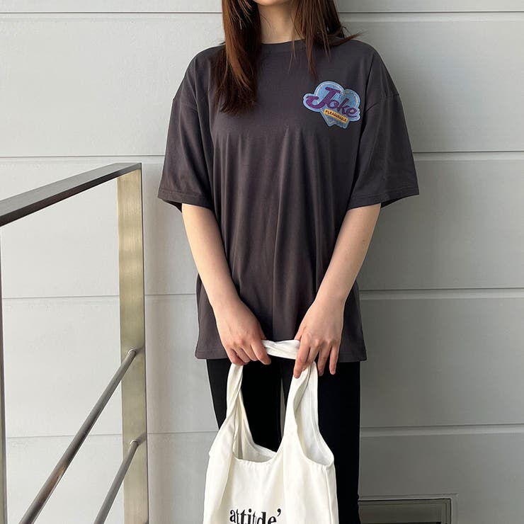 バックワッペンデザインビックTシャツ 春 韓国トップス[品番