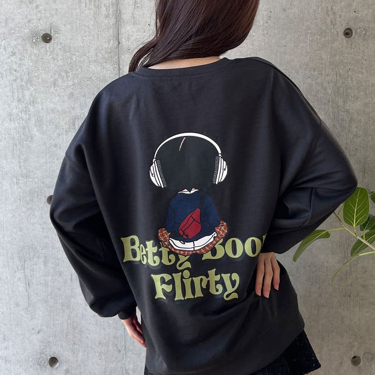 Betty Boop b-girl風ビッグプリント スウェット 男女兼用サイズ BETTY BOOP トレーナー スウェット BETTY×GYDA GLITTER
