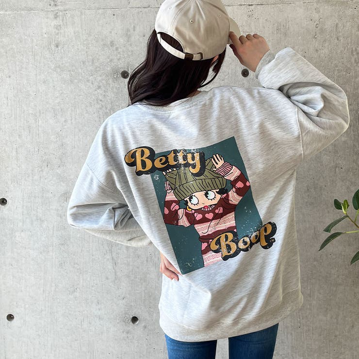 Betty Boop b-girl風ビッグプリント スウェット 男女兼用サイズ Betty Boop b-girl風ビッグプリント スウェット 男女兼用サイズ