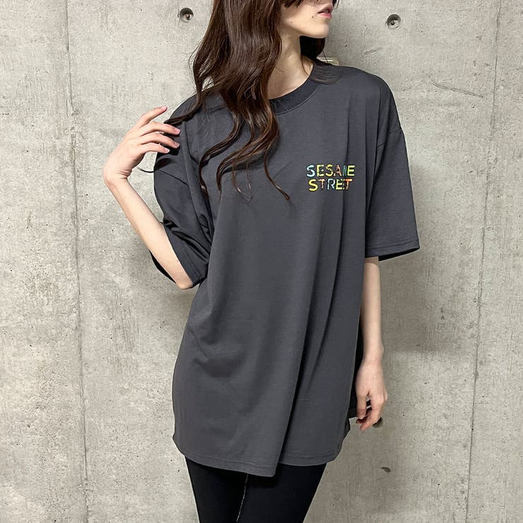 セサミストリートバックプリントオーバーサイズTシャツ[品番
