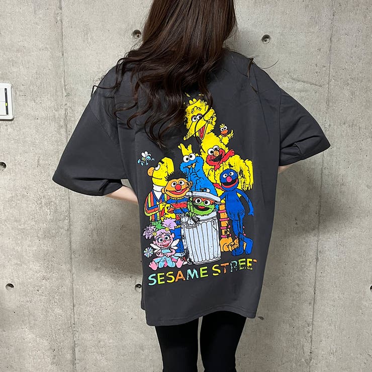 セサミストリートバックプリントオーバーサイズTシャツ[品番