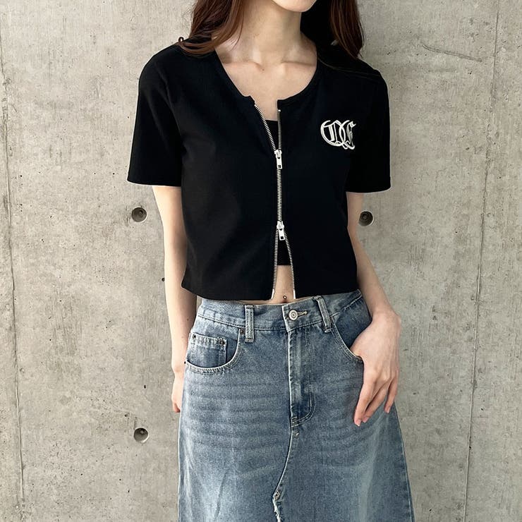 ダブルジップショート丈Tシャツ[品番：MJNW0003302]｜me Jane