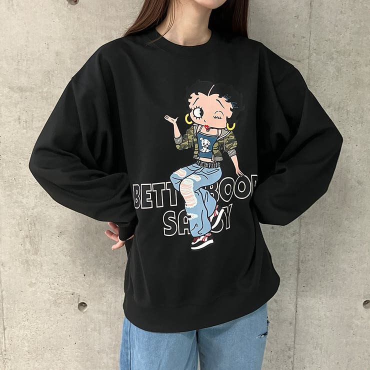 BETTY BOOP/オーバーサイズプリントトレーナー[品番：MJNW0003369]｜me