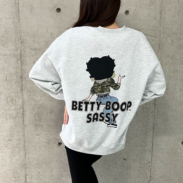 Betty Boop b-girl風ビッグプリント スウェット 男女兼用サイズ Betty Boop b-girl風ビッグプリント スウェット 男女兼用サイズ