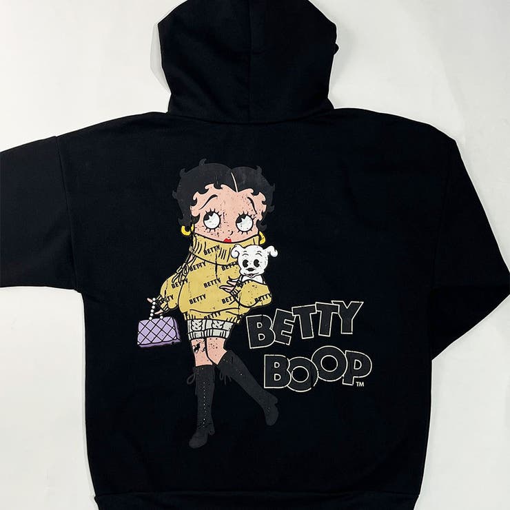 ブラック | BETTY BOOP/裏起毛バックプリントプルパーカー | me Jane