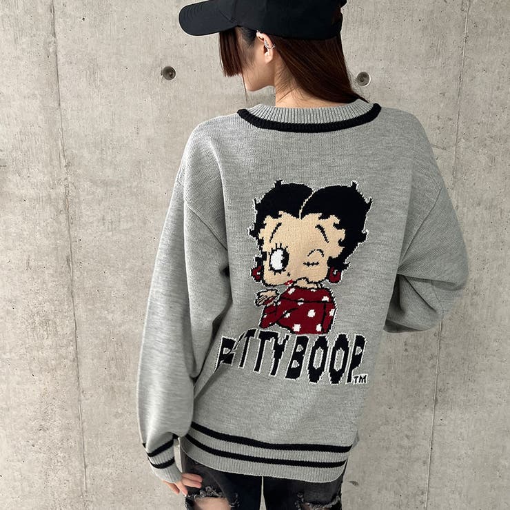BETTY BOOP/Vネックオーバーサイズニットトップス | me Jane | 詳細画像22 