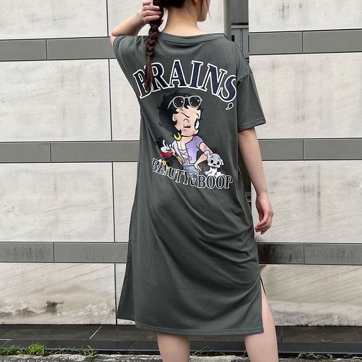 BETTY BOOPスリット入り半袖Tシャツワンピース 春[品番：MJNW0002816]｜me  Jane（ミージェーン）のレディースファッション通販｜SHOPLIST（ショップリスト）