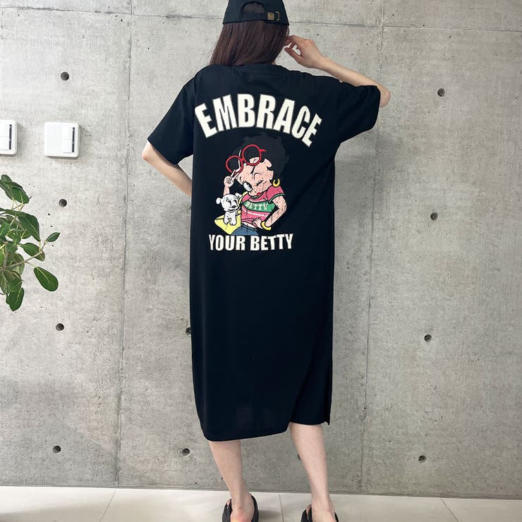 BETTY BOOPスリット入りTシャツワンピース[品番：MJNW0003345]｜me
