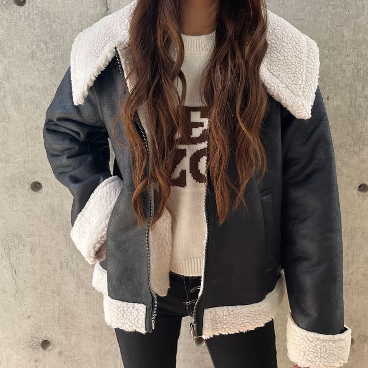 フェイクムートンビッグカラージャケット[品番：MJNW0002466]｜me Jane