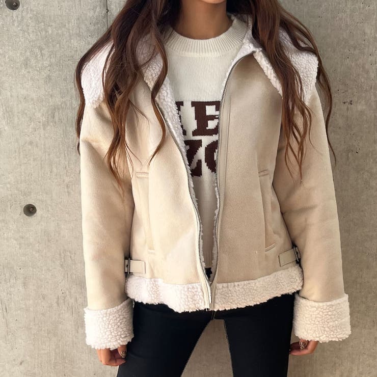 フェイクムートンビッグカラージャケット[品番：MJNW0002466]｜me Jane