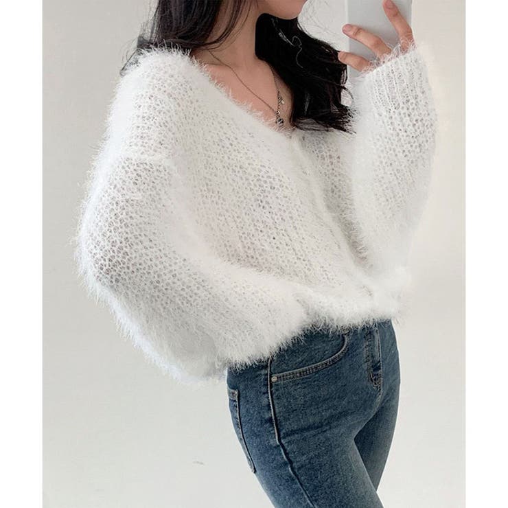 Vネックシャギーニットカーディガン | me Jane | 詳細画像10 