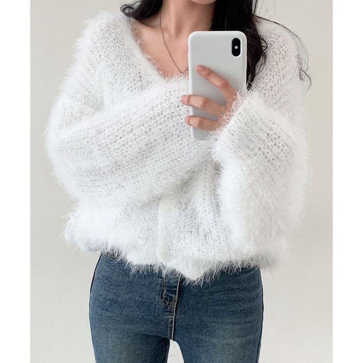 Vネックシャギーニットカーディガン | me Jane | 詳細画像12 