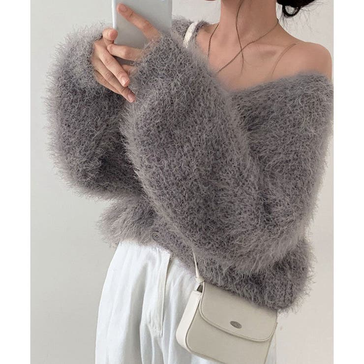 Vネックシャギーニットカーディガン | me Jane | 詳細画像4 