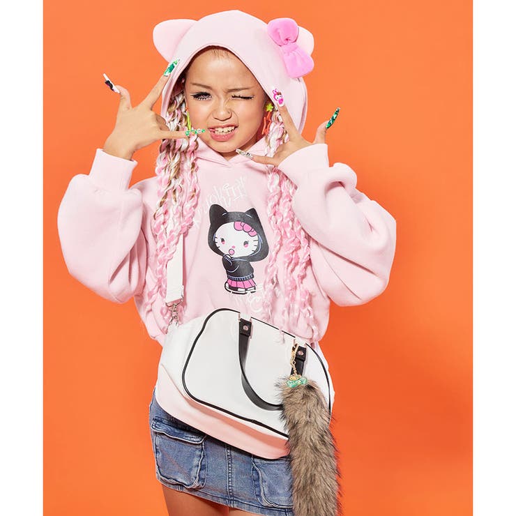 【HELLO KITTY×meJane】裏起毛ショート丈リボン付きパーカー | me Jane | 詳細画像7 