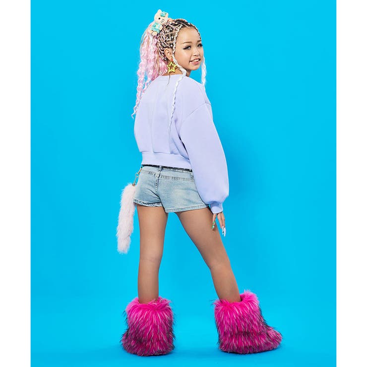 裏起毛フロントプリントショート丈トレーナー | me Jane | 詳細画像13 