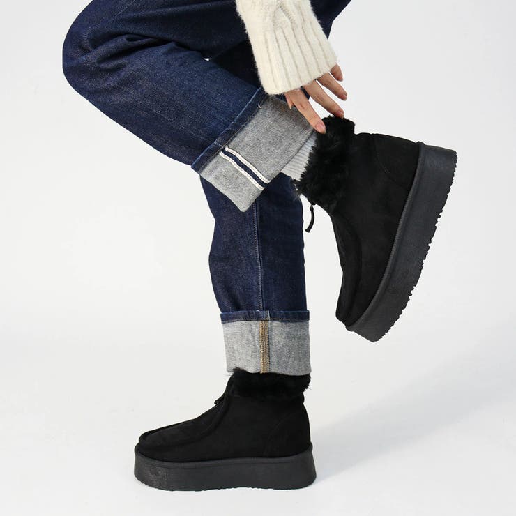 4.5cmヒール 裏起毛 ボア 厚底ファーブーツ ☆6368 | LibertyDoll | 詳細画像6 