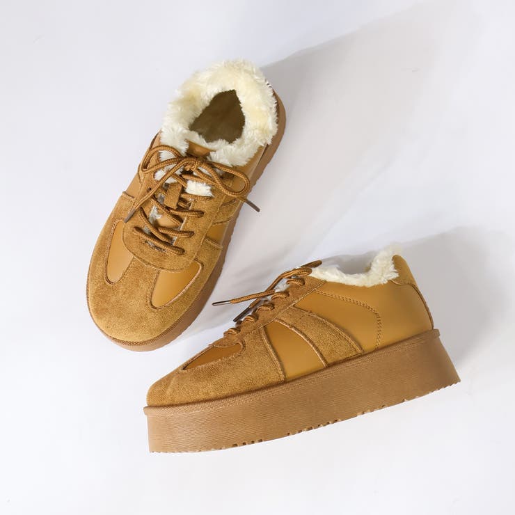 4.5cmヒール 裏起毛 ボア 厚底コンビファースニーカー ☆6410 | LibertyDoll | 詳細画像3 