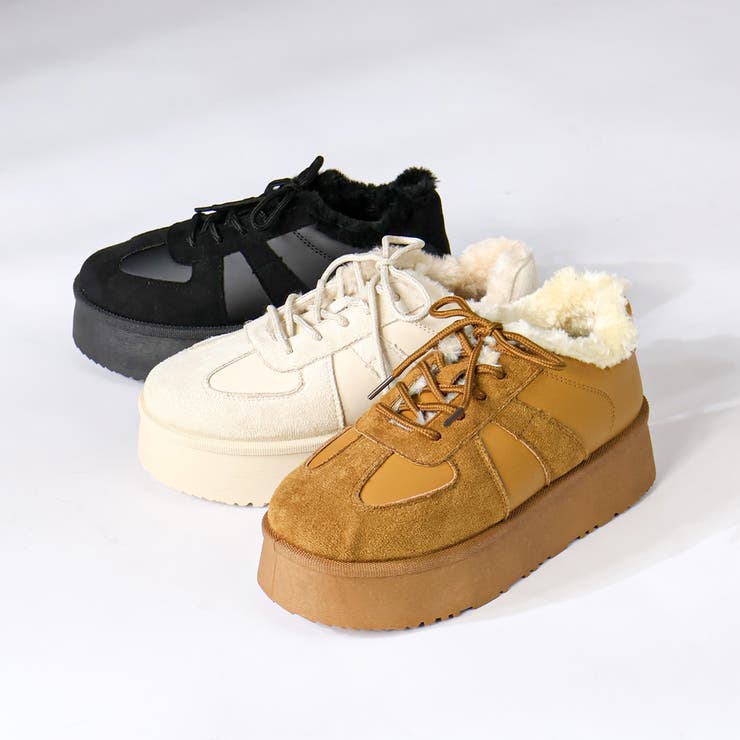 4.5cmヒール 裏起毛 ボア 厚底コンビファースニーカー ☆6410 | LibertyDoll | 詳細画像7 