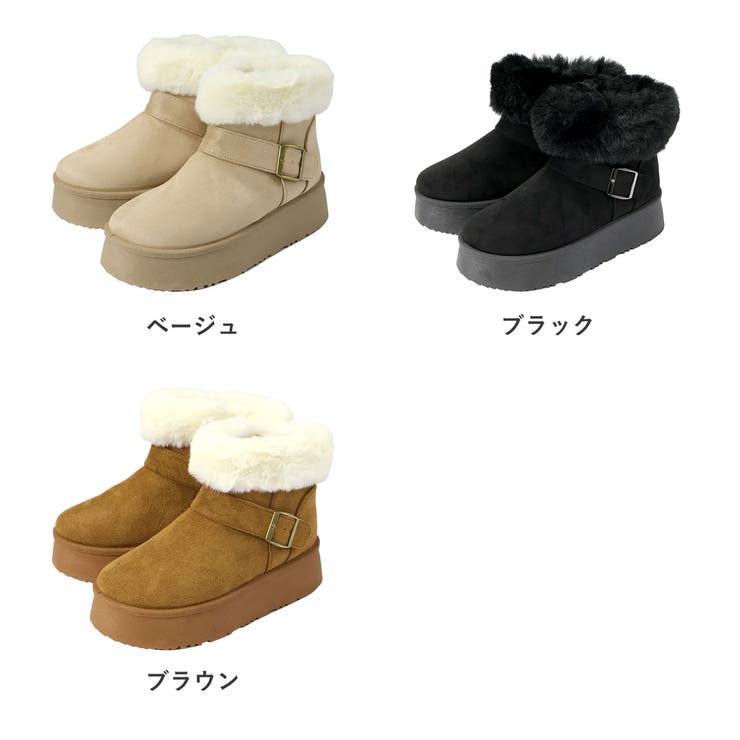 4.5cmヒール 裏起毛 ボア 厚底ベルトデザインムートンブーツ ☆6414 | LibertyDoll | 詳細画像11 