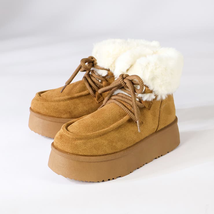 4.5cmヒール 厚底折り返しファーレースアップブーツ ☆6415 | LibertyDoll | 詳細画像2 