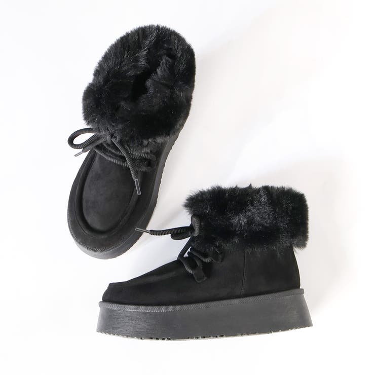 4.5cmヒール 厚底折り返しファーレースアップブーツ ☆6415 | LibertyDoll | 詳細画像4 