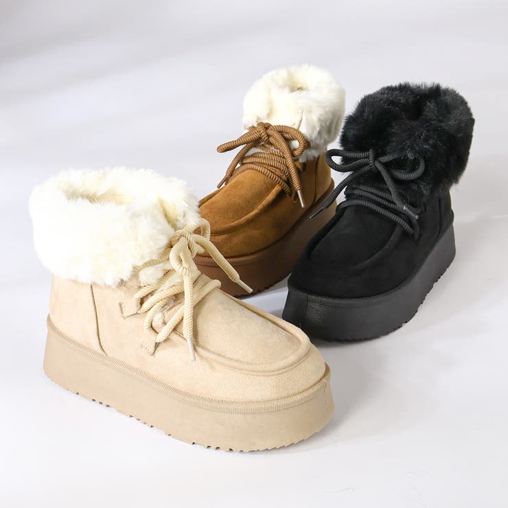 4.5cmヒール 厚底折り返しファーレースアップブーツ ☆6415 | LibertyDoll | 詳細画像6 