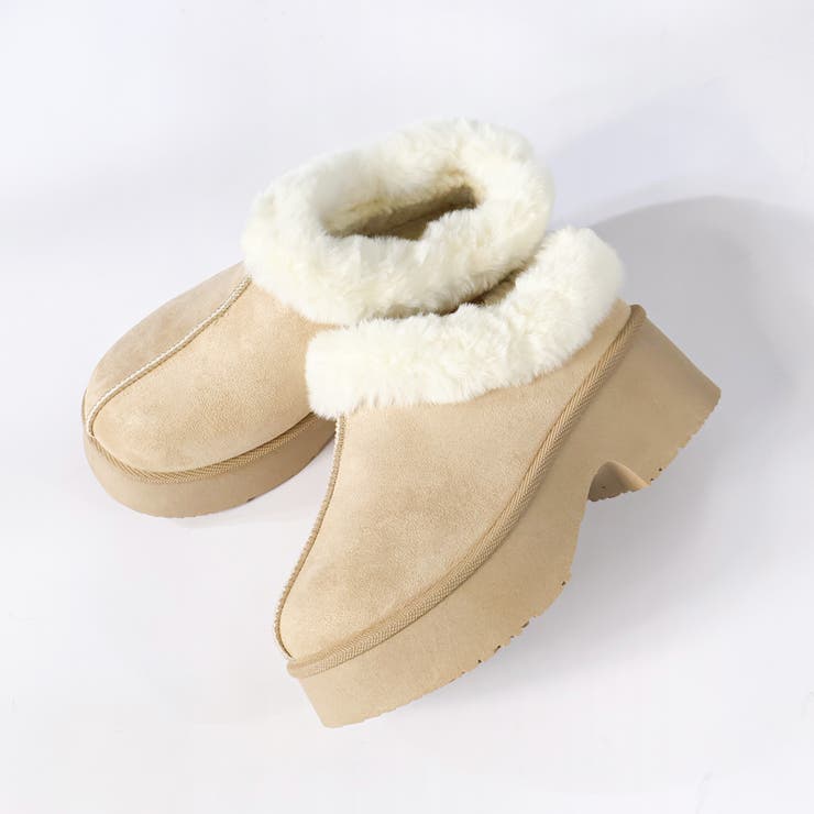 6cmヒール 裏起毛 ボア ファー 厚底ムートンスリッポン ☆6420 | LibertyDoll | 詳細画像2 