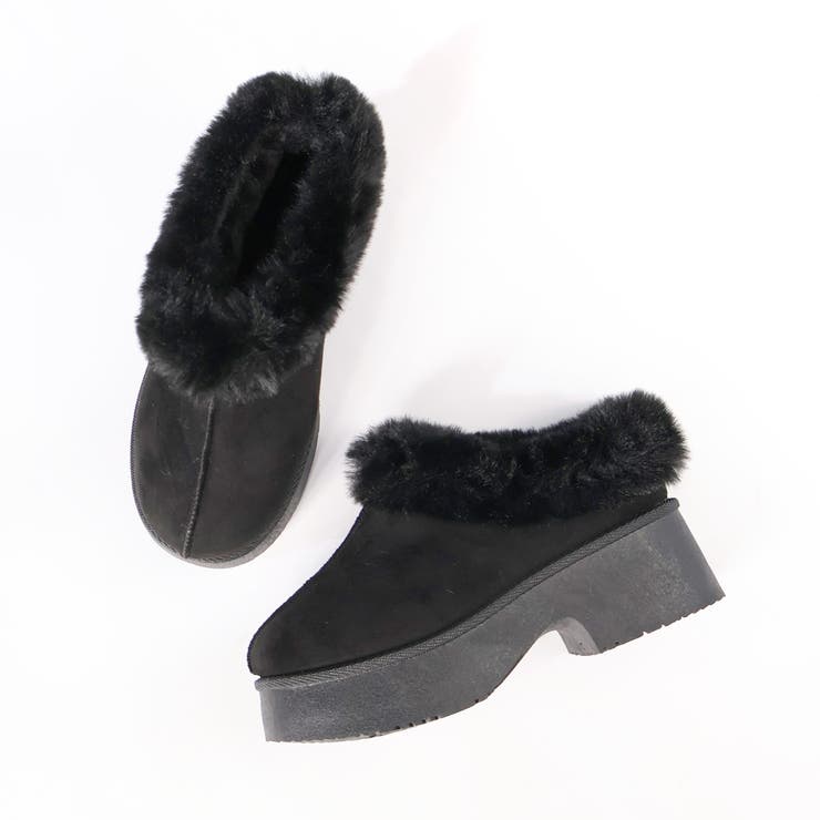 6cmヒール 裏起毛 ボア ファー 厚底ムートンスリッポン ☆6420 | LibertyDoll | 詳細画像5 