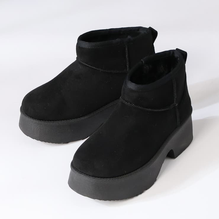 ブラック | 6cmヒール 裏起毛 ボア ファー 厚底 ムートンブーツ ☆6422 | LibertyDoll