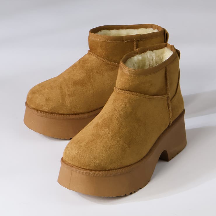 ブラウン | 6cmヒール 裏起毛 ボア ファー 厚底 ムートンブーツ ☆6422 | LibertyDoll