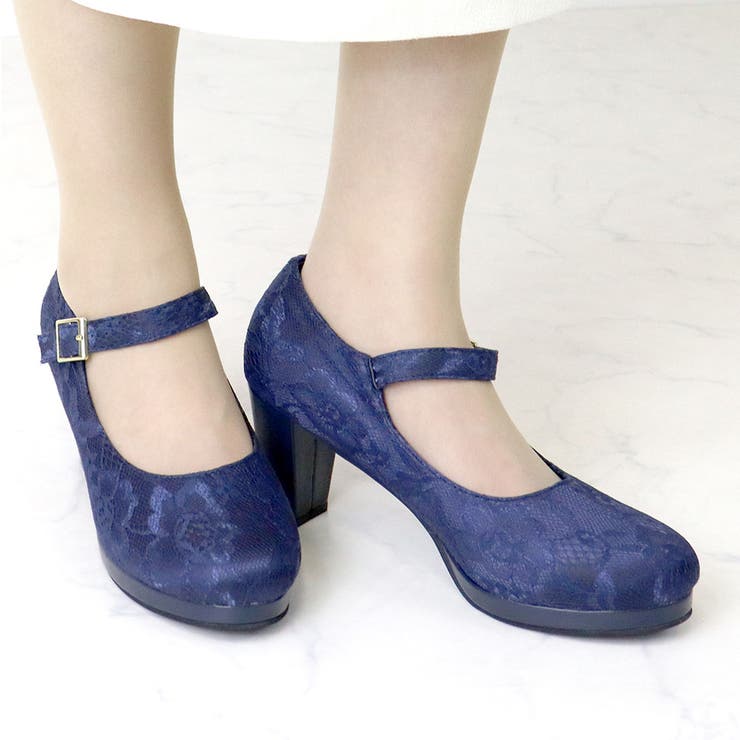 ネイビーチュール | 7cmチャンキーヒール 歩きやすい 履きやすい | LibertyDoll