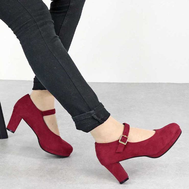 ワインスエード | 7cmチャンキーヒール 歩きやすい 履きやすい | LibertyDoll