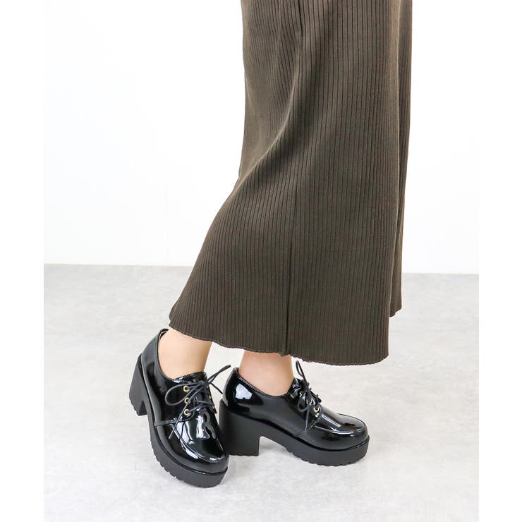 ブラックエナメル | 8cmヒール オフィスカジュアル ワンピース | LibertyDoll