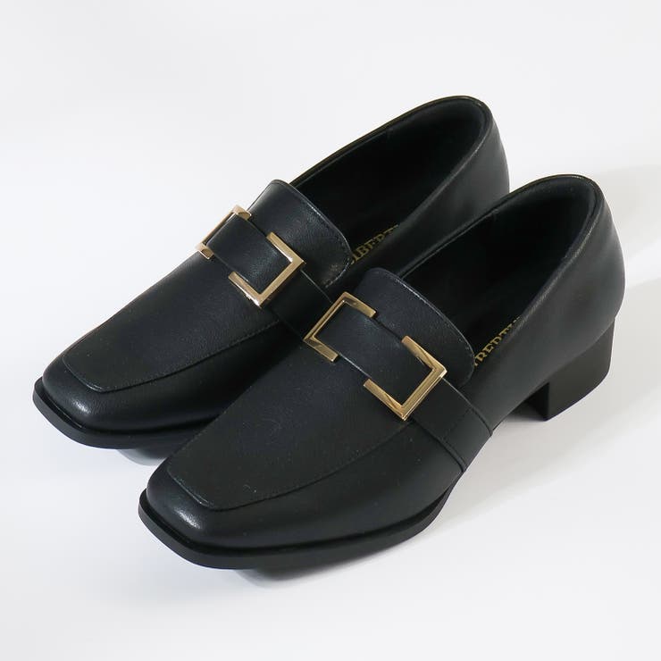 ブラック | 3cmヒール オフィス フォーマル スクエアビットローファー ☆3070 | LibertyDoll