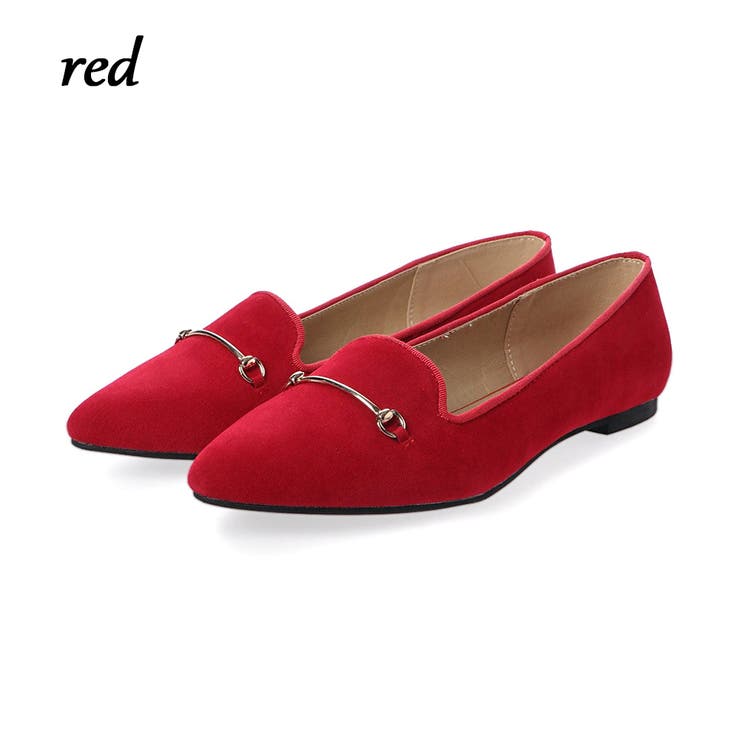 レッド | ゴールドビットフラットオペラパンプス ☆5485 | LibertyDoll