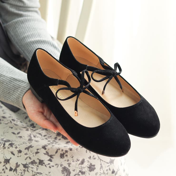 BLACK | リボンストラップバレエシューズ154-5539 | LibertyDoll