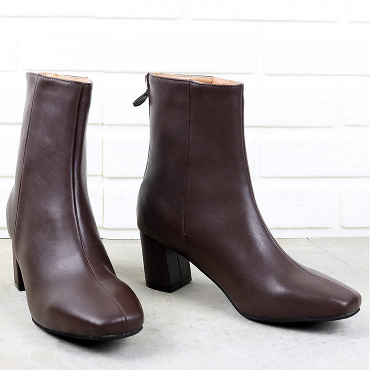 ダークブラウン | スクエアトゥヒールブーツ ☆9044 | LibertyDoll