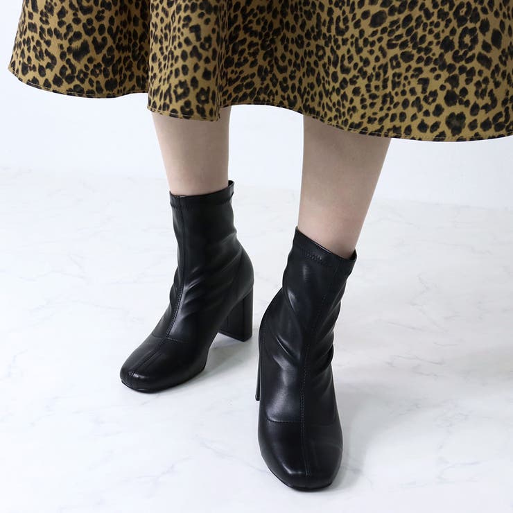 7cmヒール スクウェアトゥ ストレッチヒールブーツ ☆9064 | LibertyDoll | 詳細画像6 