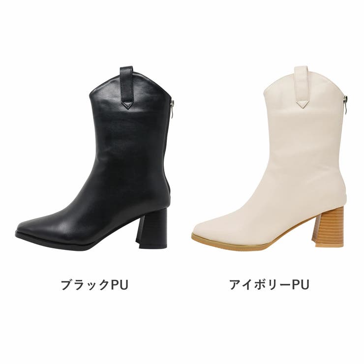 6cmヒール ワンピース 韓国ファッション ウエスタンブーツ